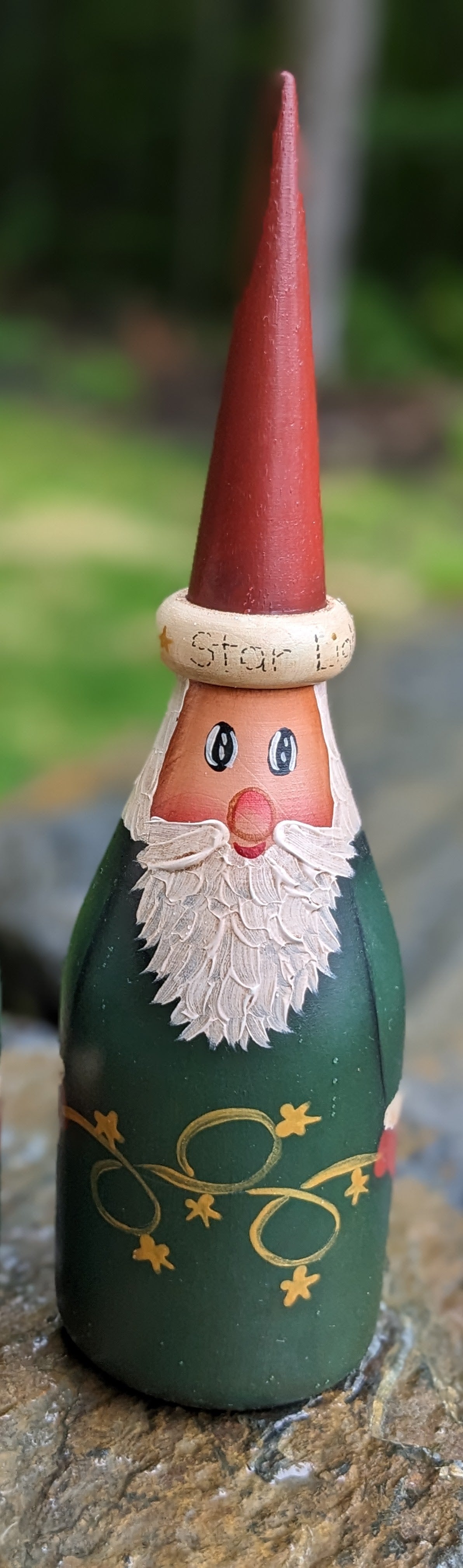 Wood Bottle Santa