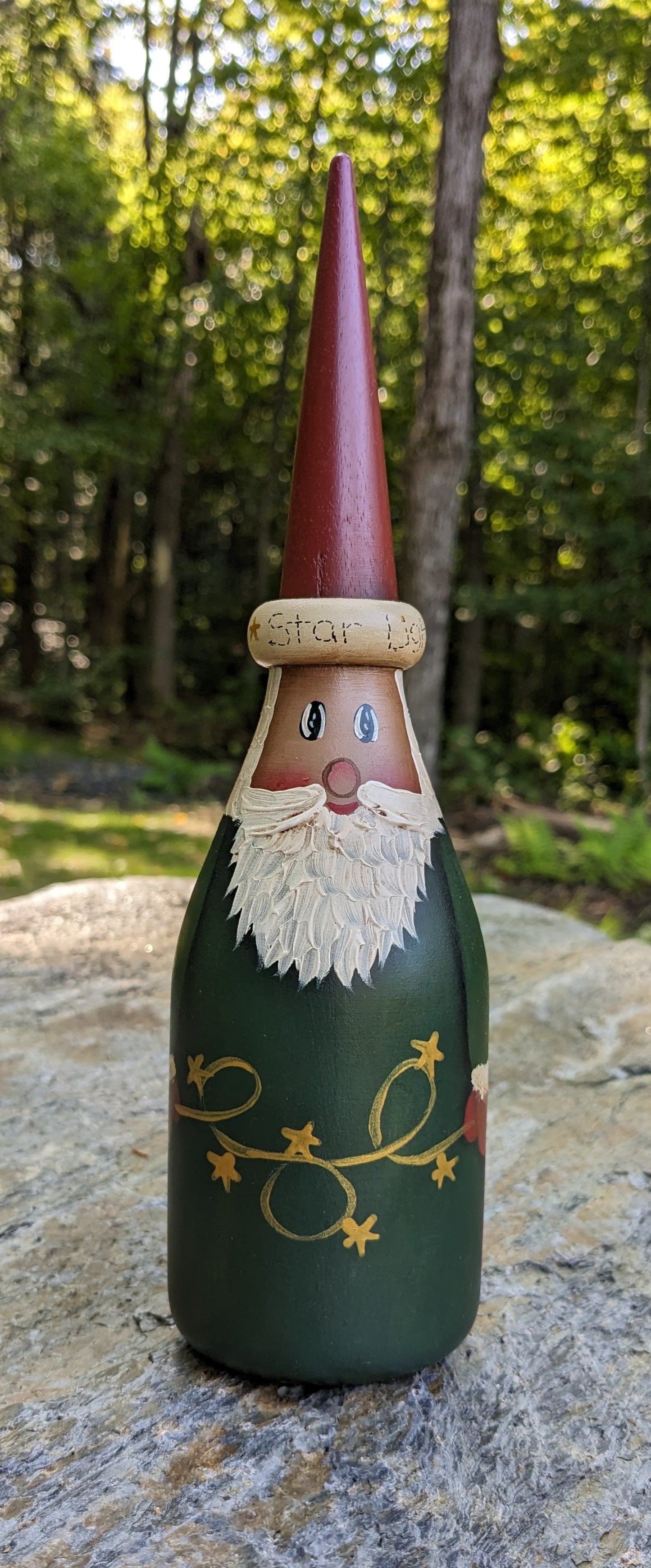 Wood Bottle Santa