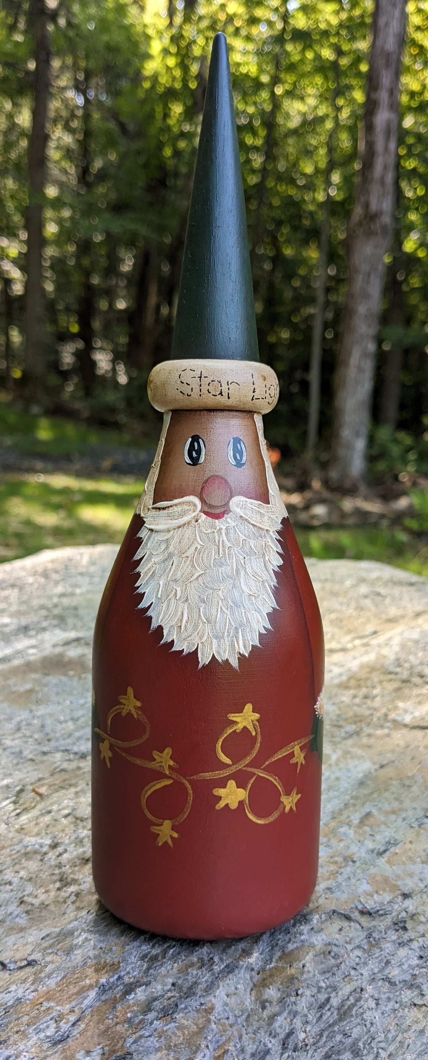 Wood Bottle Santa